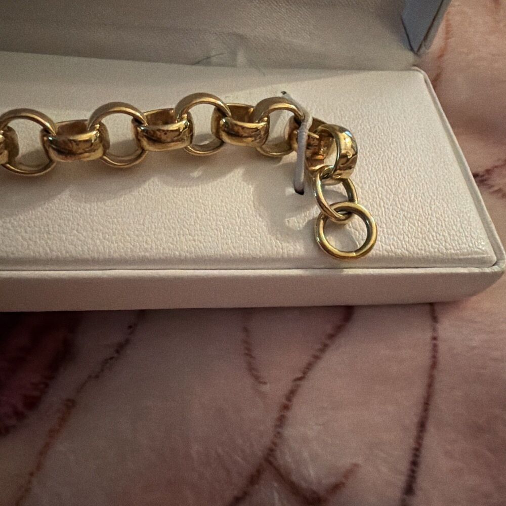 Rolo-Link Bracelet 18k Gold Over Bronze. 7.75” Made In Italy. 2017 Retailed $140 - Picture 4 of 9